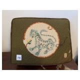 FOOT STOOL WITH EMBROIDERED TOP, NOT COMPLETE