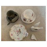 PEWTER CUP, BOWL, SCOOP, LIMOGE PLATE, ROYAL