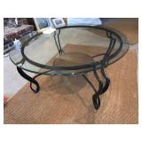 COFFEE TABLE GLASS & METAL 19.5 H X 42