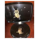 COUROC OWL SERVING TRAY & PLATE