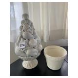 ITALY TOPIARY FRUIT PAINTED WHITE, POT FROM