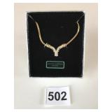 GENUINE EUROPEAN CRYSTAL PENDANT NECKLACE GOLD