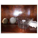 ETCHED GLASS BOWL, WENDELL AUGUST COASTER, ETC.