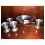 STIEFF SHOT GLASSES, LENOX METAL BOWL, ETC.