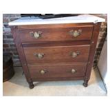 MARBLE TOP STAND, 3 DRAWER 30" H X 30" W X 17" D