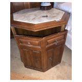 MARBLE TOP SIDE TABLE WITH DOOR, DOOR NEEDS