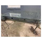 GLASS TOP TABLE WITH CAST IRON BASE