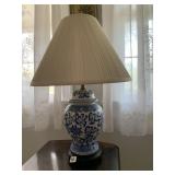 LAMP BLUE & WHITE PORCELAIN 25" H