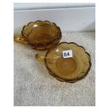 AMBER COIN GLASS CANDY DISHES