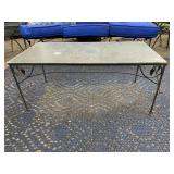 OUTDOOR COFFEE TABLE WITH GLASS TOP AND METAL