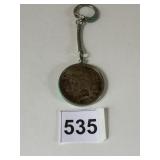 SILVER DOLLAR 1923 KEYCHAIN TARNISHED