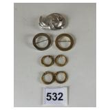 TWO MONET AND ONE TRIFARI SILVER TONE PIN FOUR