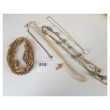 CHUNKY GOLD TONE MONEY FIVE STRAND CHAIN NECKLACE