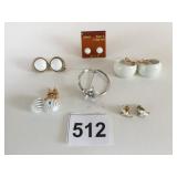 MONET AND TRIFARI EARRINGS STERLING CIRCLE PIN