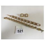 GOLD TONE BRACELET WITH SHIELDS MATCHING CLIP ON