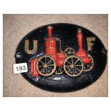 METAL STEAM ENGINE PLAQUE 9" X 11"