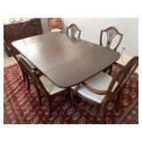 DINING TABLE WITH 6 CHAIRS 74" WITH LEAF 62"