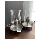 SHIRLEY PEWTER OIL LAMPS