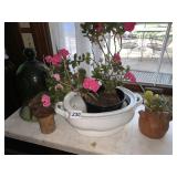 MIKASA TUREEN BOTTOM, LIVE PLANT, WOODEN PELICAN,