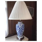 LAMP BLUE & WHITE 29" H