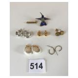 SILVER TONE HOOP EARRINGS TRIFARI WHITE EARRINGS