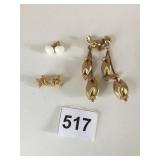 THREE PAIRS MONET EARRINGS ONE CLIP ON DROP TINY