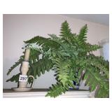 CANDLE STICK & ARTIFICIAL PLANT IN MUG