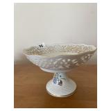 DRESDEN GERMANY PIERCED HANDLED DECORATIVE BOWL