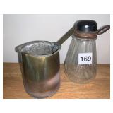 ANTIQUE GLASS GRINDER, COPPER DIPPER