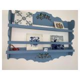 PAINTED DECORATIVE PLATE SHELF, 30X33 WITH TILES