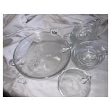 BLOWN GLASS BERRY SET WITH DOUBLE HANDLE SERVING