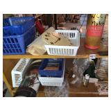 OIL PAINT SET, ORGANIZING CONTAINERS, CLOCK, BED