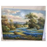 PAINTING OF FIELD OF FLOWERS, 30" X 40"