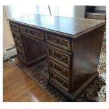 BURLED TOP KNEEHOLE DESK 30" X 52" X 23"