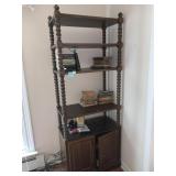 BOOKSHELF WITH TWISTED COLUMNS AND CABINET UNDER,