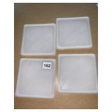 4 MILK GLASS FLORAL TRIVETS