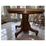 45" ROUND PEDESTAL TABLE, FORMICA TOP, WHEELS