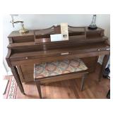 BALDWIN HOWARD PIANO WITH BENCH AND BENCH CUSHION