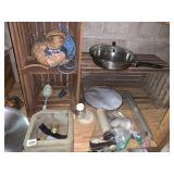 WOOD CRATES AND SAUTï¿½ PAN, ROPE, SPATTER GUARD,