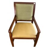 WOOD ACCENT CHAIR WITH LEATHER SEAT BY SHELBY