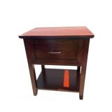 WOOD SIDE TABLE WITH ONE DRAWER AND SHELF 24L X