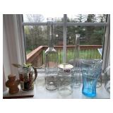 BLUE COKE GLASS, VINTAGE GLASS JARS/CONTAINERS