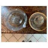 GOLD RIMMED PLATES, BOWL, COVERED CANDY
