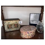 DECORATIVE TIN, GLASS APPLE TRINKET BOX, BOARD