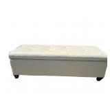 WHITE FAUX LEATHER BLANKET CHEST 50"L X 16"H X