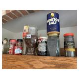 COLLECTION OF SPICES INCLUDING VINTAGE GLASS