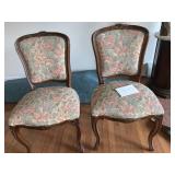 PAIR OF UPHOLSTERED CHAIRS WITH TACK NAIL TRIM