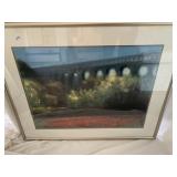 FRAMED PRINT OF BRIDGE, 28"X 35"