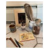 CATHEDRAL ROSE WINDOW CARD, GLASS JARS