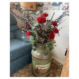 PAINTED TRAIN MOTIF MILK CAN